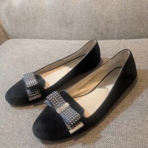 Michael Kors Black Studded Flats Suede Size 10